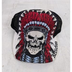 Indian Head skull affliction trucker hat